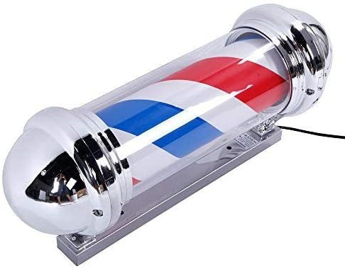 Rotating LED Barber Pole Light for Barbershop Signage - Red White Blue