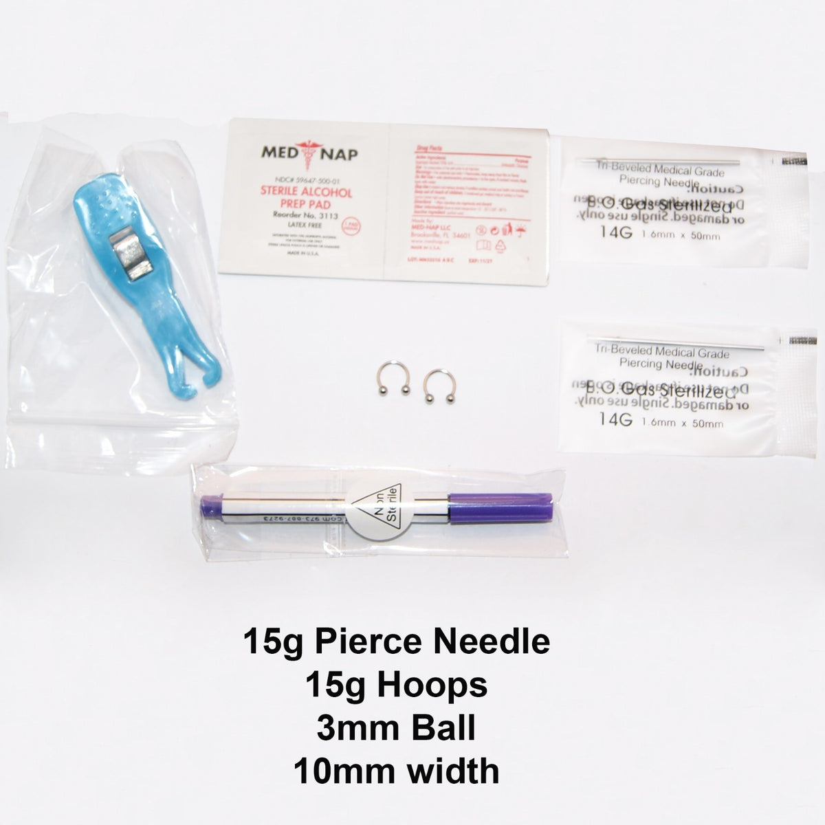 Disposable Body Piercing Kit with Forceps Set for Piercing Needles and Accessories
