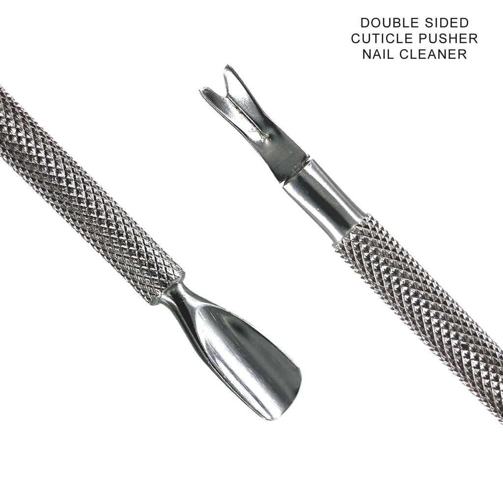 Stainless Steel Double-Ended Cuticle Pusher Nail Cleaner & Remover Manicure Tool