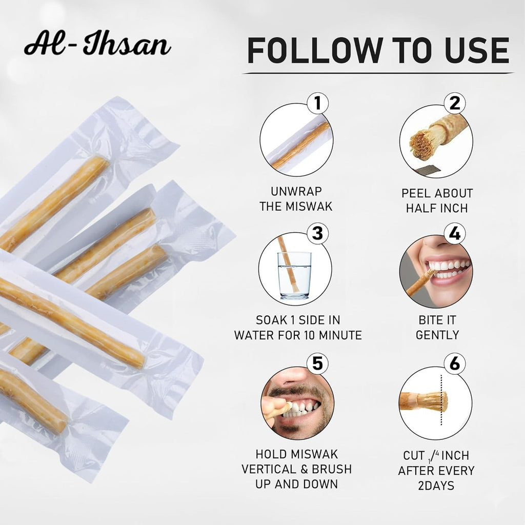 Natural Miswak Toothbrush Sticks Pack with Holder - Eco-Friendly Oral Care