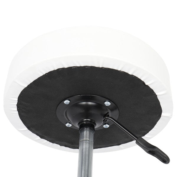 White Adjustable Salon Stool with Wheels 360° Swivel & Pneumatic Height