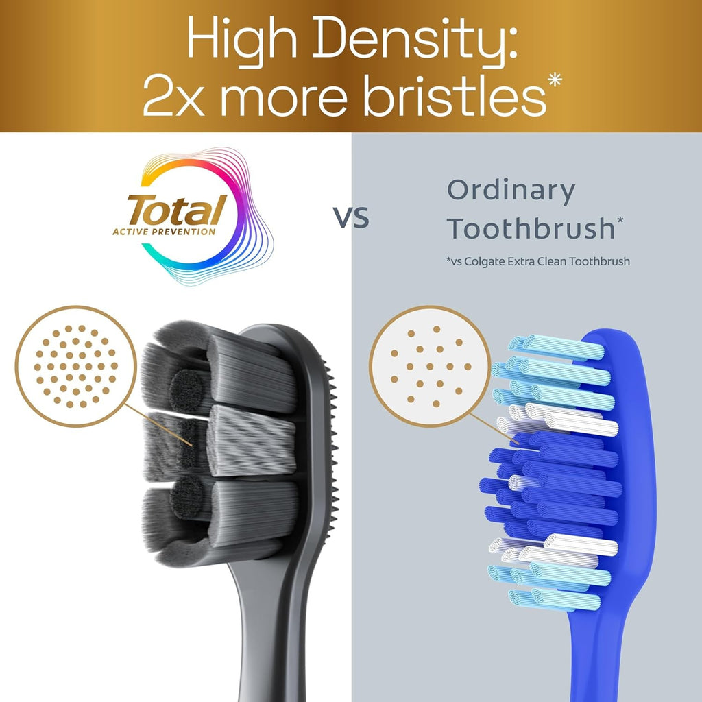 Charcoal Toothbrush Pack - Soft Bristles, Deep Gumline Cleaning, Black, 2 Pack