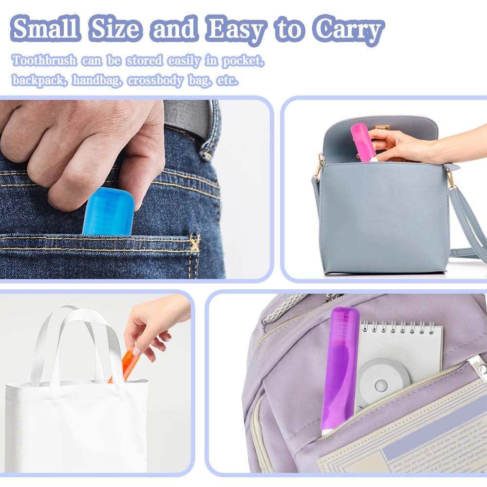 Travel Folding Toothbrush Set with 6 Colors, Portable & Individually Wrapped