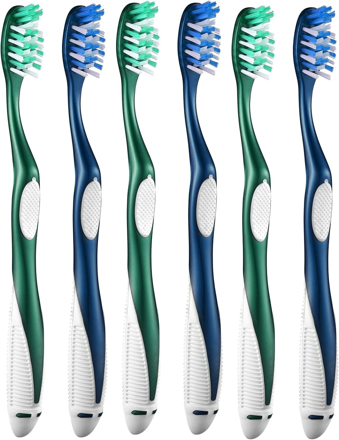 Extra Firm Adults Toothbrushes - Hard Bristles for Deep Cleaning - 6 Pack