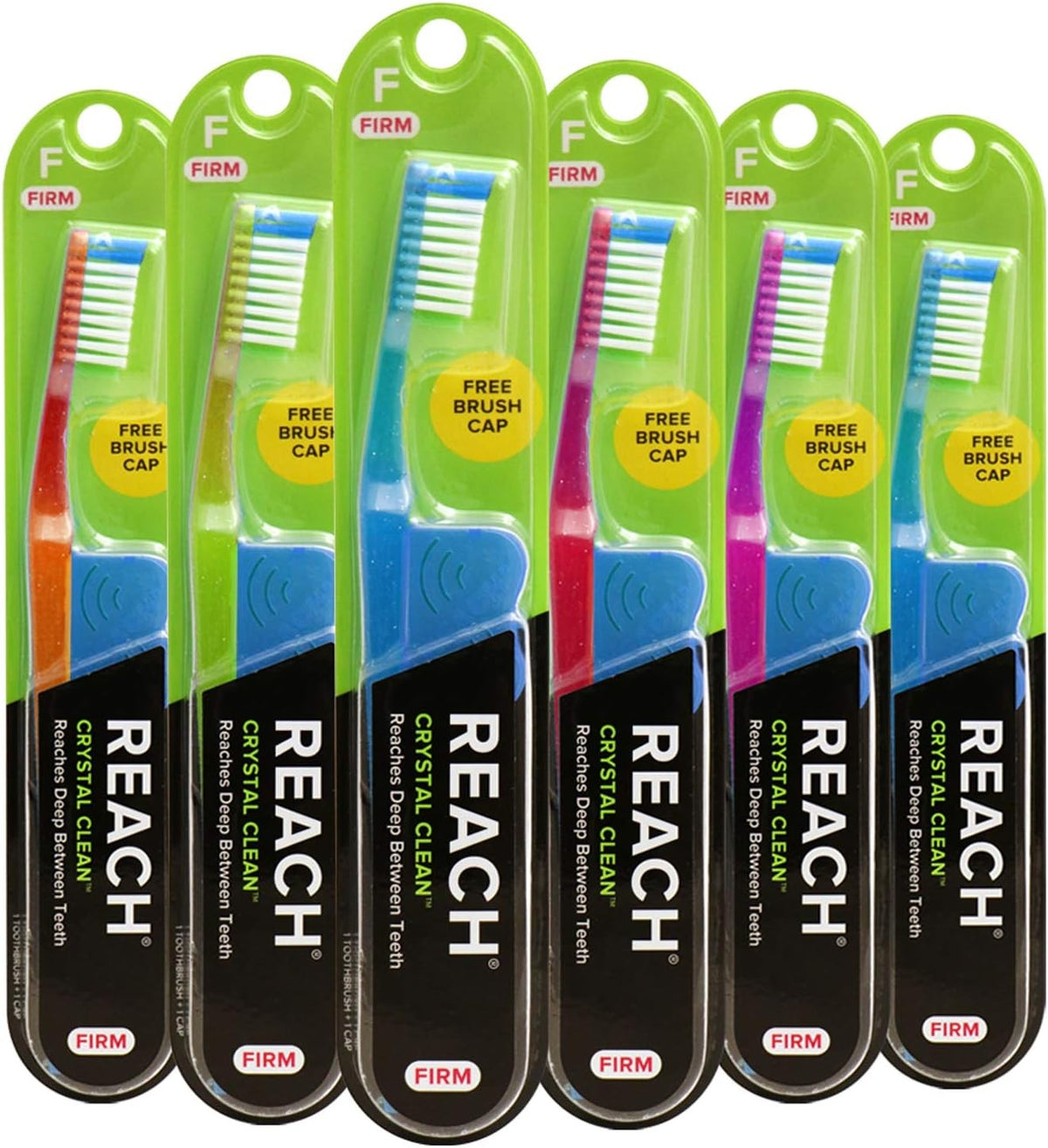 Reach Crystal Clean Firm Bristle Toothbrushes - 6 Pack for Effective Oral Care