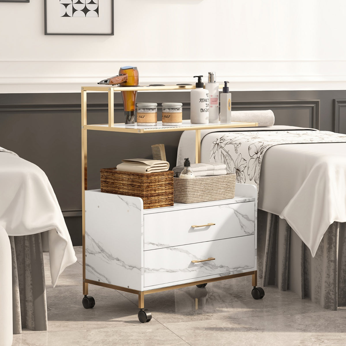 Salon SPA Trolley Cart with Lockable Wheels and Ample Storage