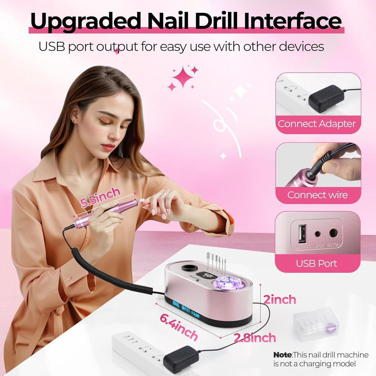 Professional Nail Drill E-File 40000RPM for Gel Polish Removal and Manicure
