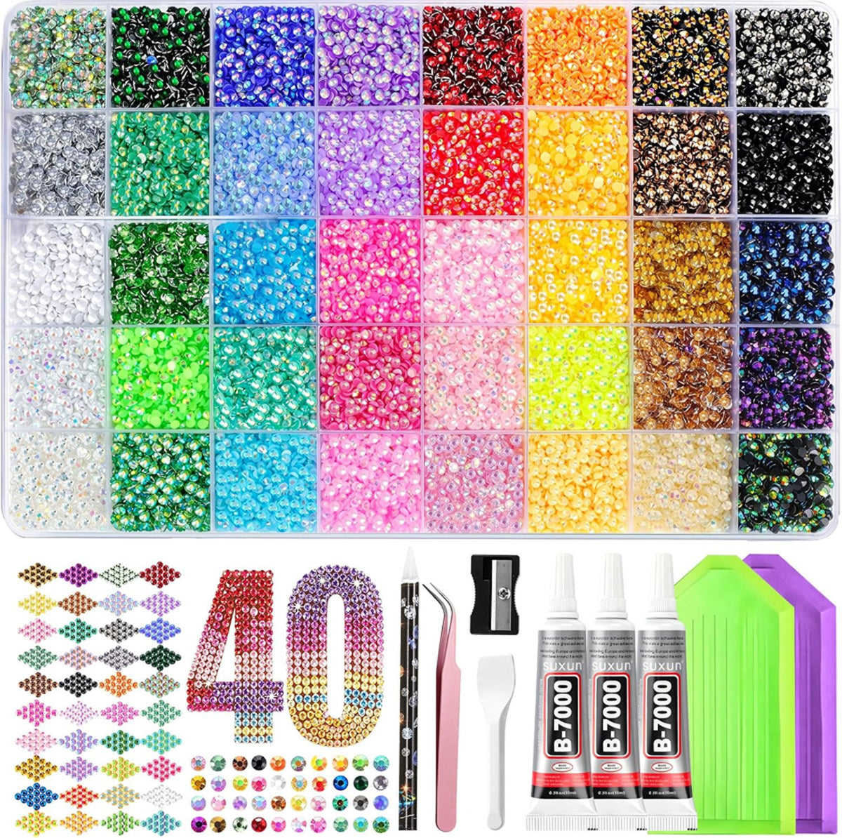 50000 Pcs Rhinestone Bedazzling Kit with 3mm Resin Gems & Tools for Crafts