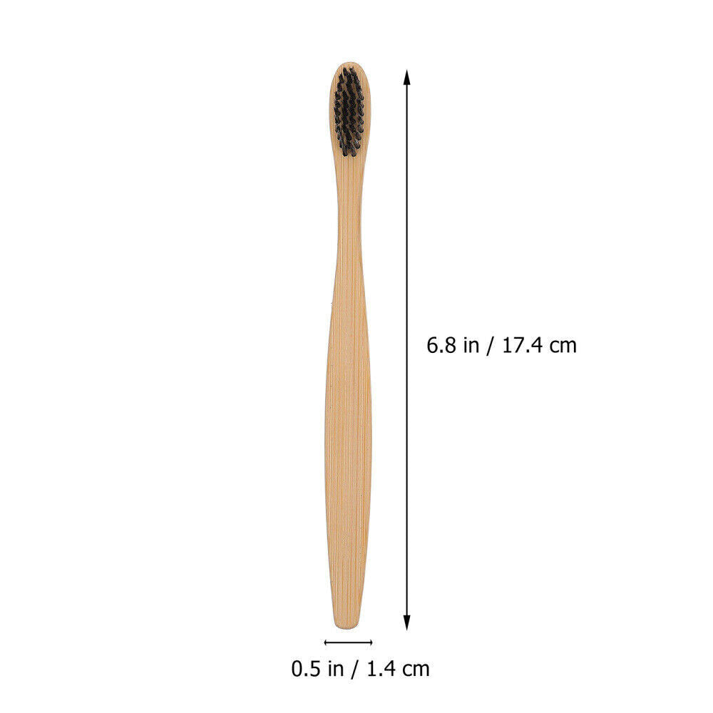 20Pcs Natural Bamboo Toothbrush with Charcoal Soft Bristles - Eco-Friendly Adult Oral Care