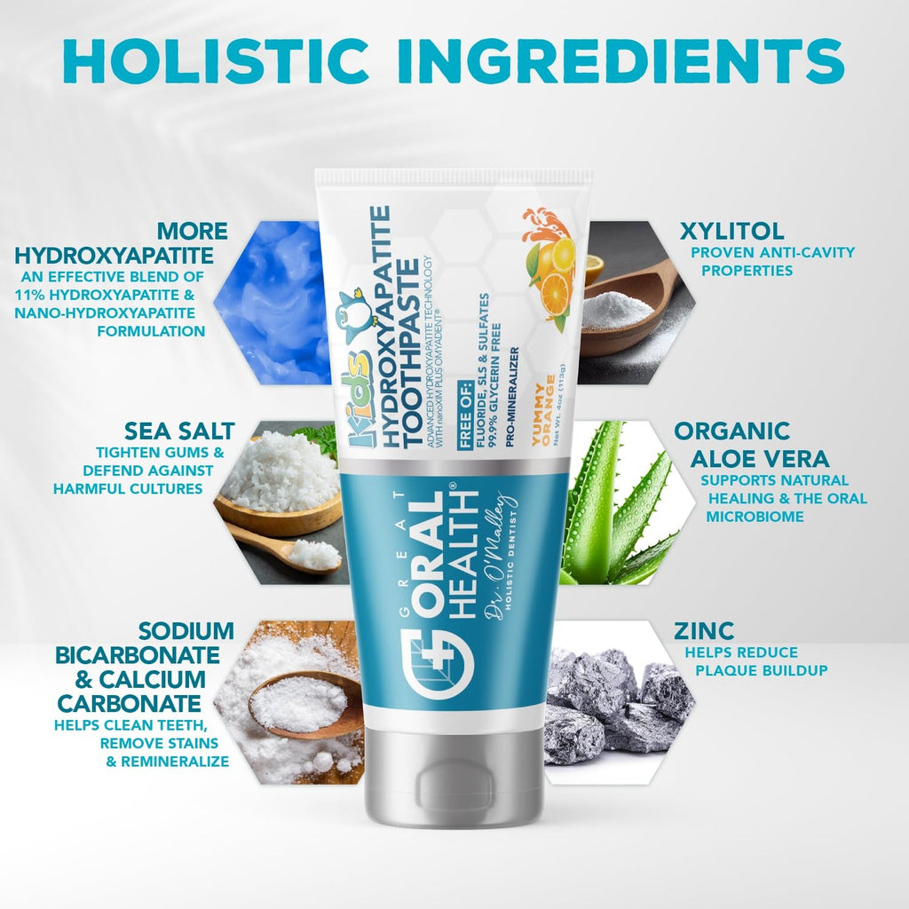 Kids Fluoride-Free Toothpaste with Remineralizing Hydroxyapatite, 4 oz