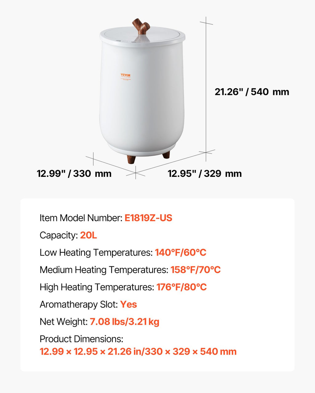 20L Large Bathroom Towel Warmer with LED Light and Aromatherapy Chamber