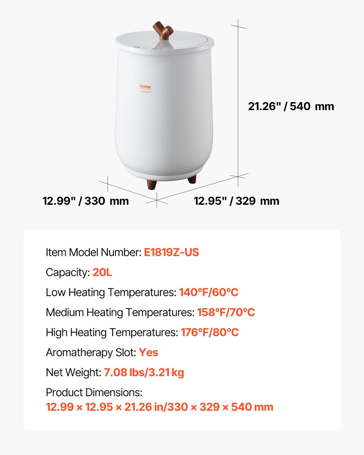 20L Large Bathroom Towel Warmer with LED Light and Aromatherapy Chamber