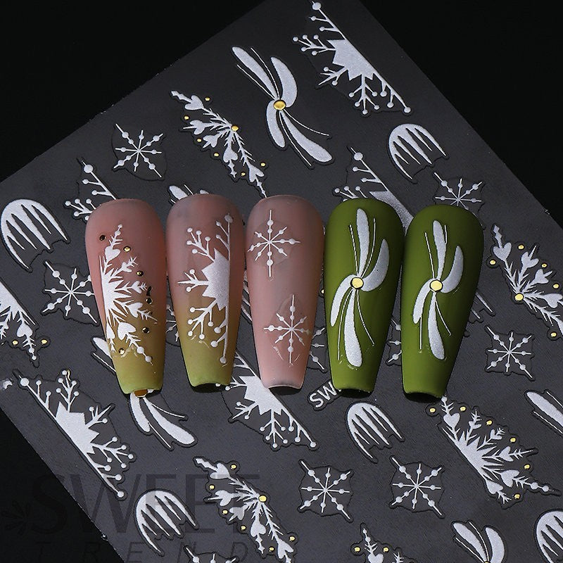 Christmas Snowflake Nail Art Stickers - Self-Adhesive, Multiple Variants