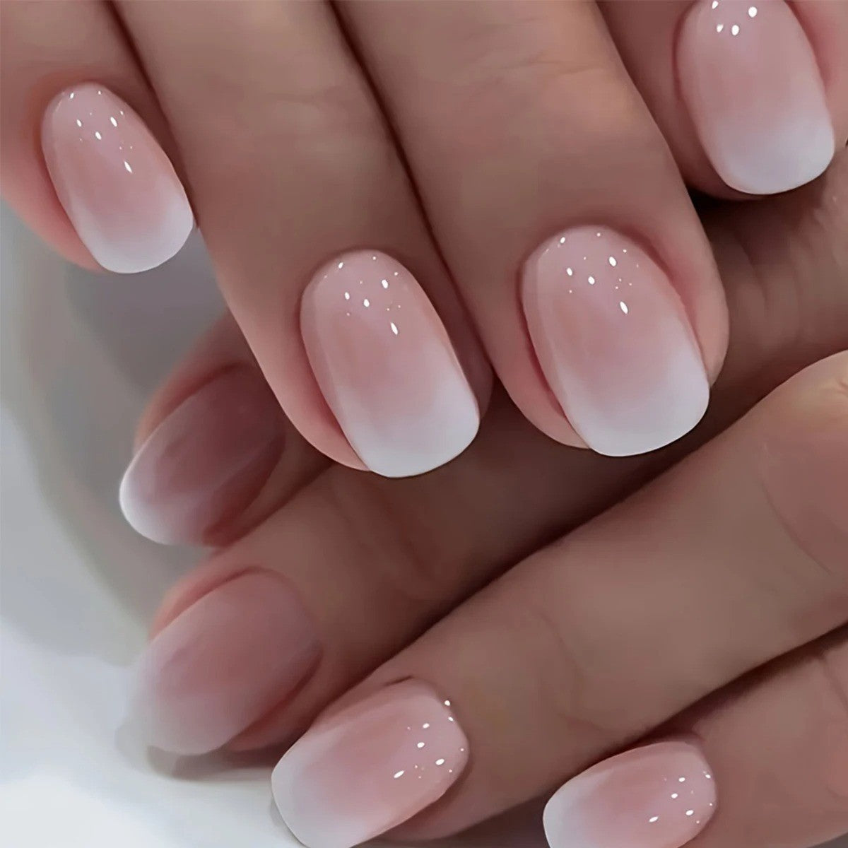 24pcs Pink Glossy Press-On Nails - Medium Square Full Cover Fake Nails