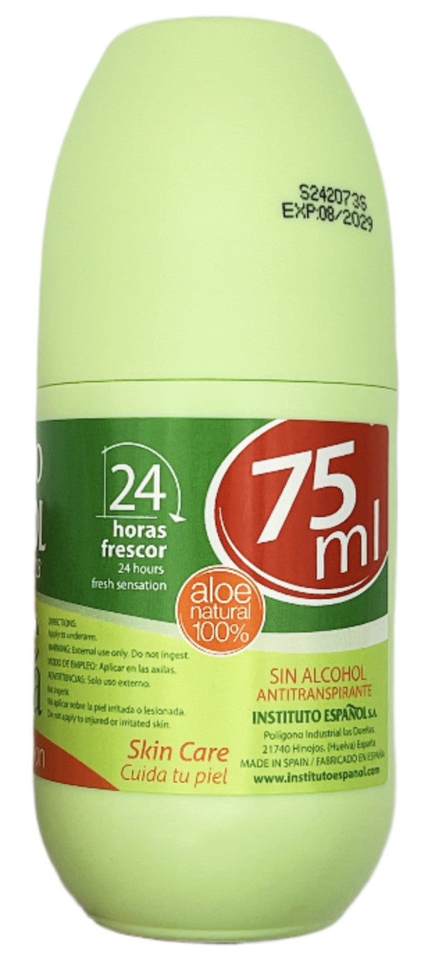 Instituto Español Aloe Vera Deodorant Roll-On 75ml Pack of 3 - 24 Hour Protection