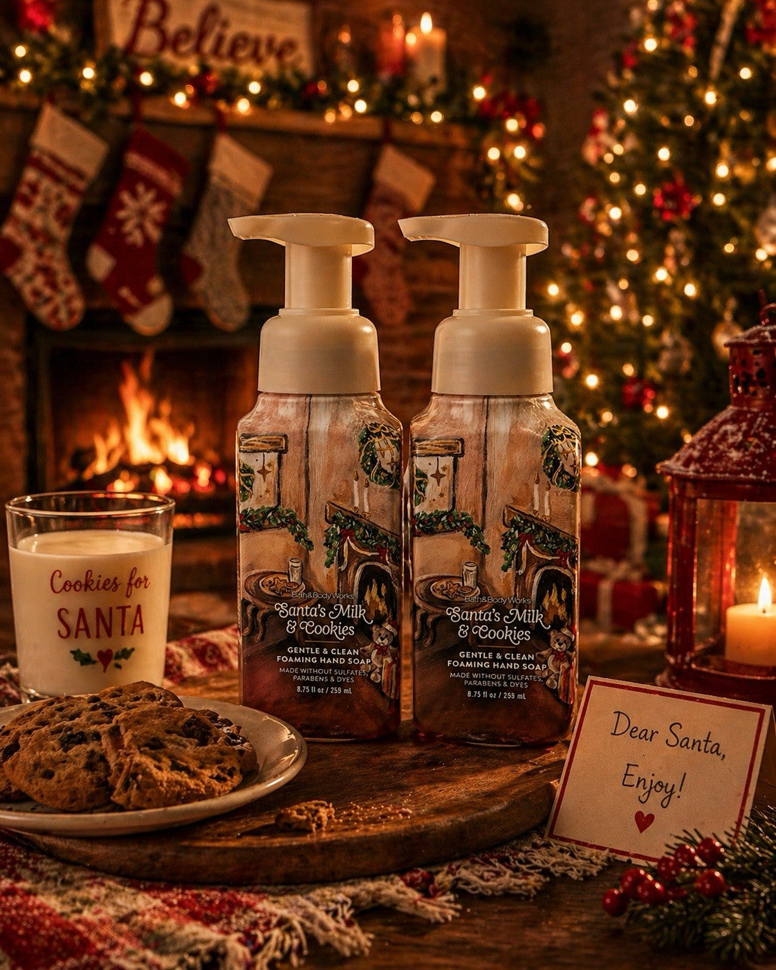 Bath & Body Works Santa's Milk & Cookies Hand Soap Set of 2 - Gentle Foaming