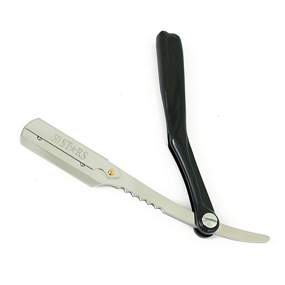 Professional Barber Straight Razor Kit with 100 Blades - Stainless Steel & Black Handle