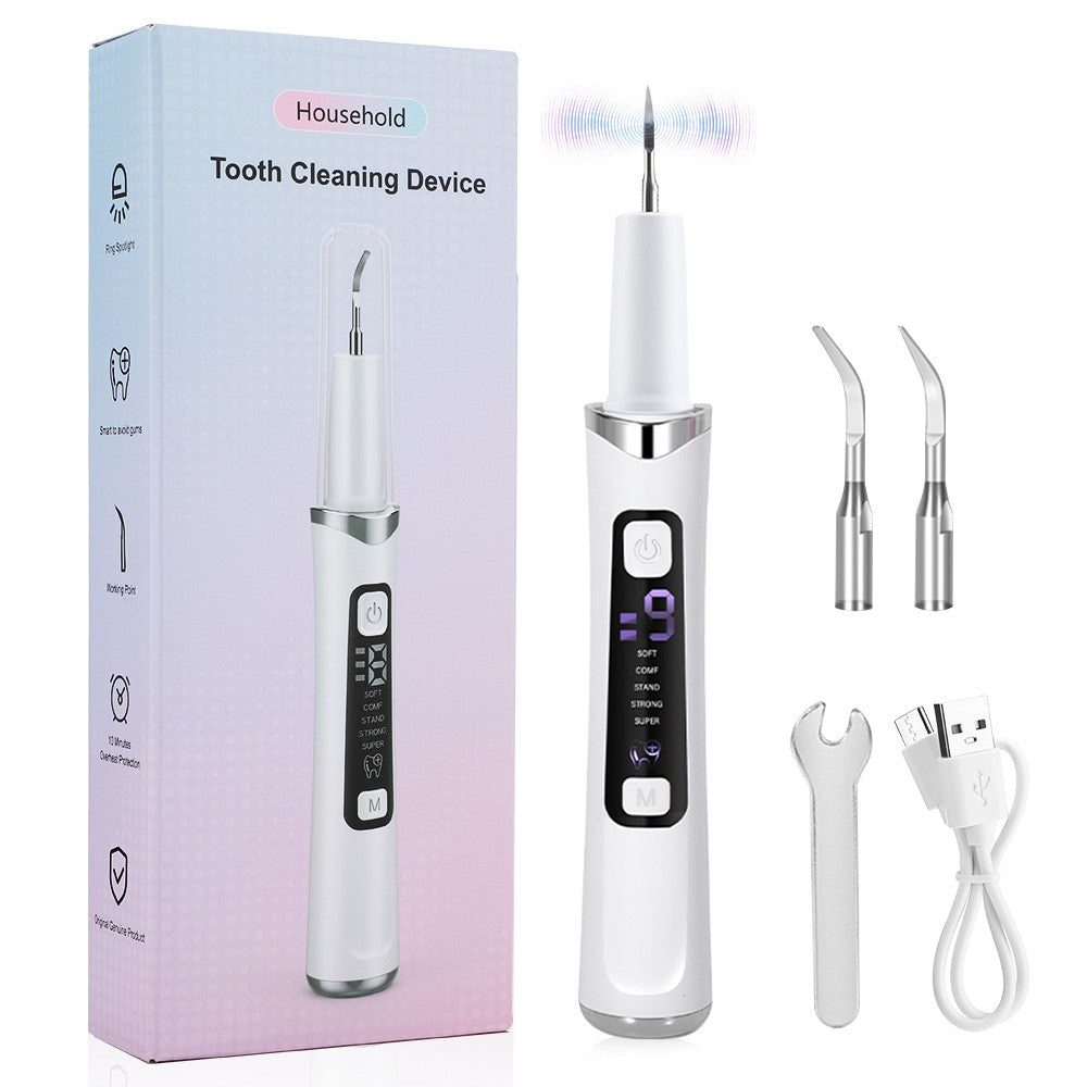 Ultrasonic Dental Tartar Remover with LED Light - Rechargeable Teeth Cleaner