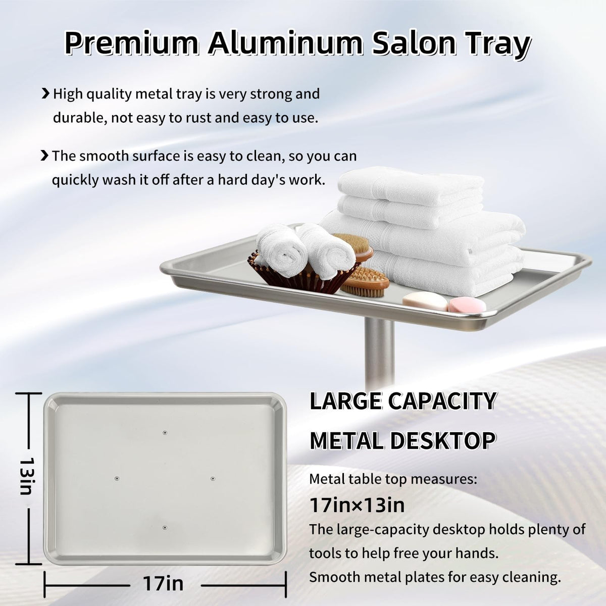Adjustable Salon Color & Tattoo Tray Cart with Wheels, Height Adjustable