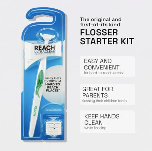 Dental Flosser Starter Kit with Refillable Heads and Assorted Flavors