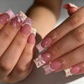 Handmade Custom Romantic 3D Flower Lace Pearl Press-On Nails Set