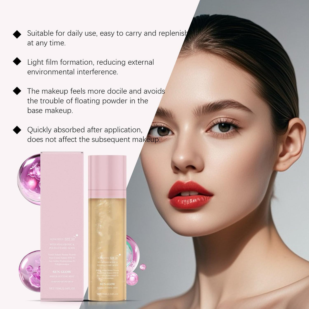 SPF 50 Sheer Setting Spray with Shimmering Body Oil for Face & Body