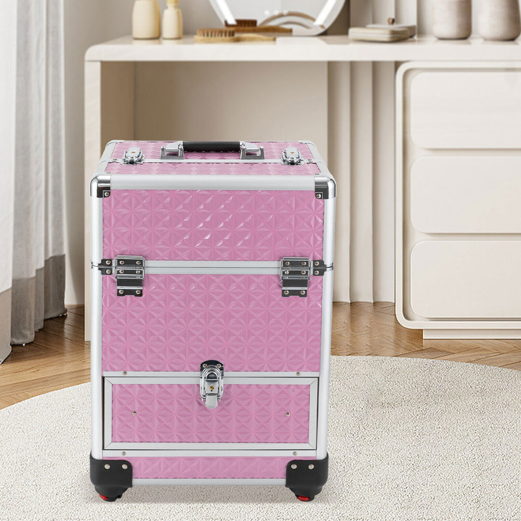 Rolling Makeup Train Case with Large Capacity & Organizer