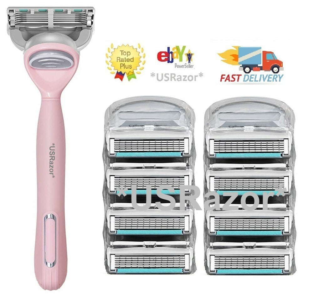 Gillette Fusion Razor Blade Refills 8 Pack for Men & Women - Pink Handle