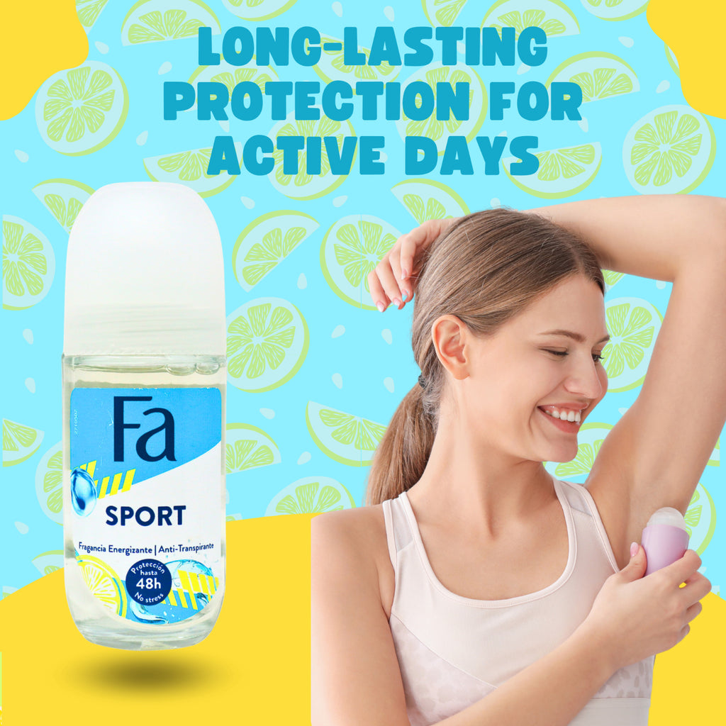 FA Sport Deodorant Roll-On 48H Protection - Energizing Citrus, Pack of 6