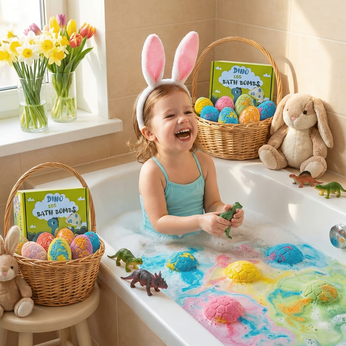 Dinosaur Egg Bath Bombs with Surprise Toys - 9-Pack Kids Bath Set