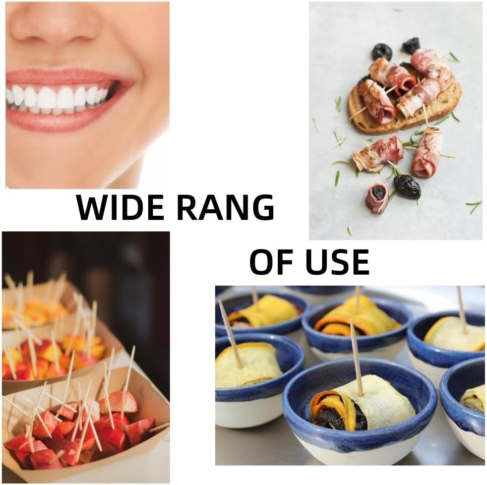 Bamboo Toothpicks for Oral & Food Use - 600 Count, Natural, Durable