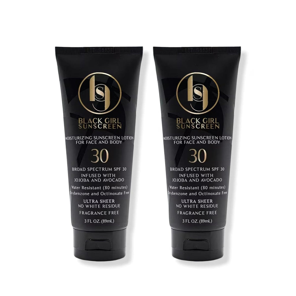 Black Girl Sunscreen SPF 30 Moisturizing Sun Lotion for Face & Body - No White Cast, Travel Size 2-Pack