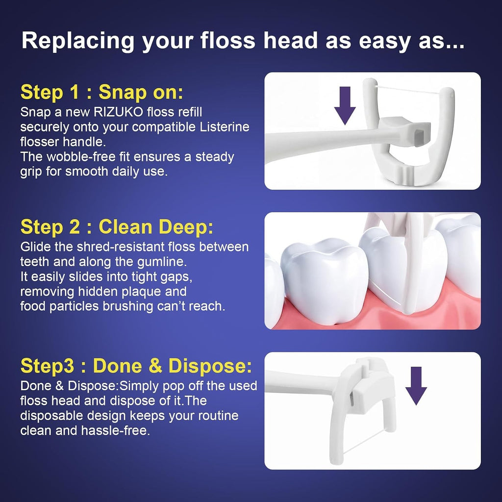 Floss Refills for Power Flossers - 70 Unflavored Heads Pack of 2