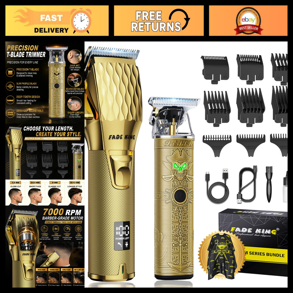 Cordless Hair Clippers & Trimmer Kit for Men - Professional Grooming Set