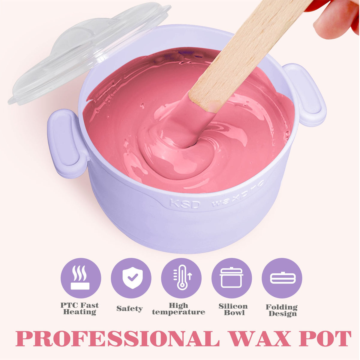 Home Waxing Kit with 300g Natural Hard Wax Beads, Portable Wax Heater and Accessories
