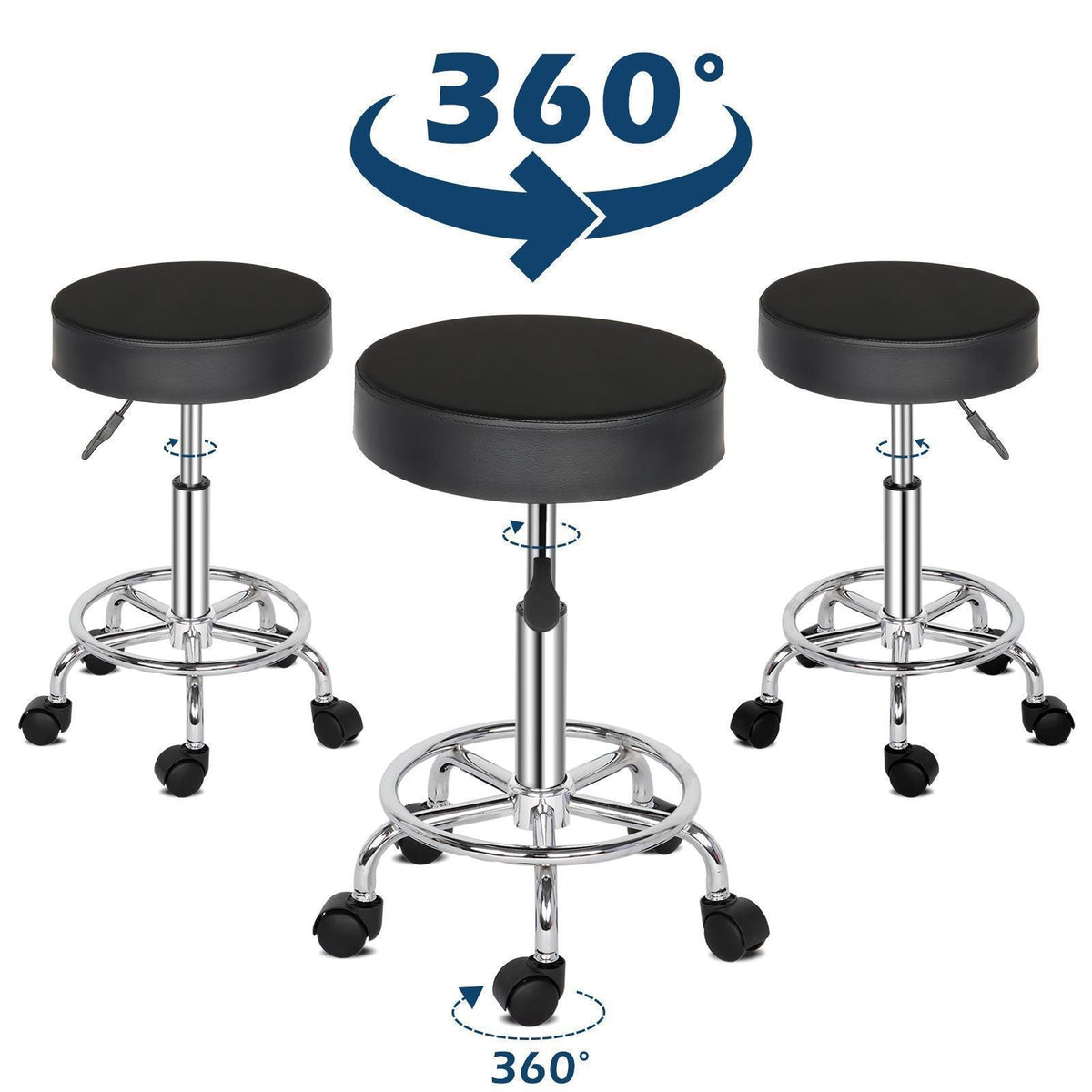 Hydraulic Swivel Salon Stool with Adjustable Height and 360° Rotation