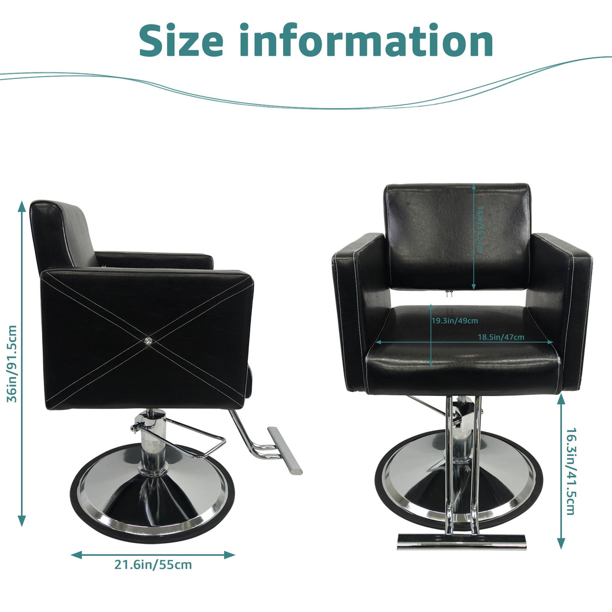 Hydraulic Barber Chair for Salon Hair Styling Black - Heavy Duty, 600LBS Support