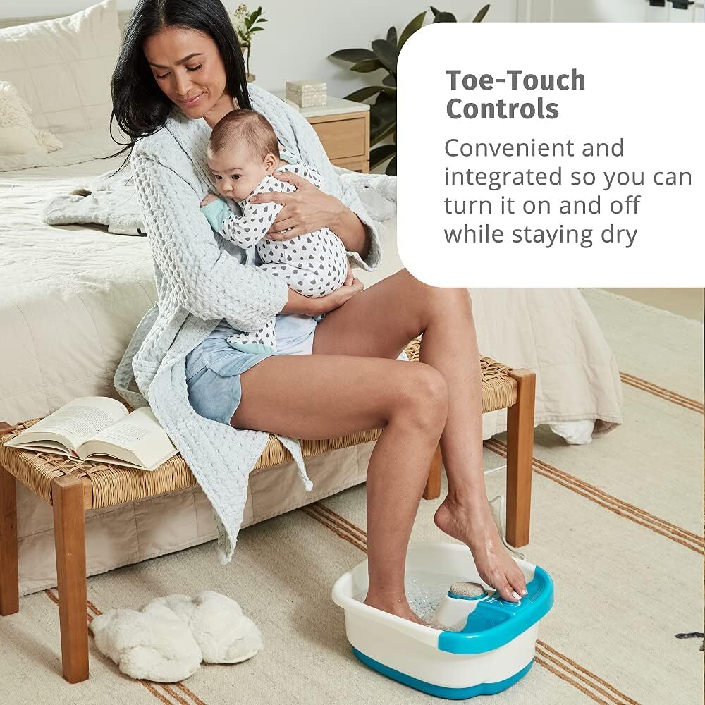 Portable Foot Spa Bath Massager with Bubble Jets and Removable Pumice Stone