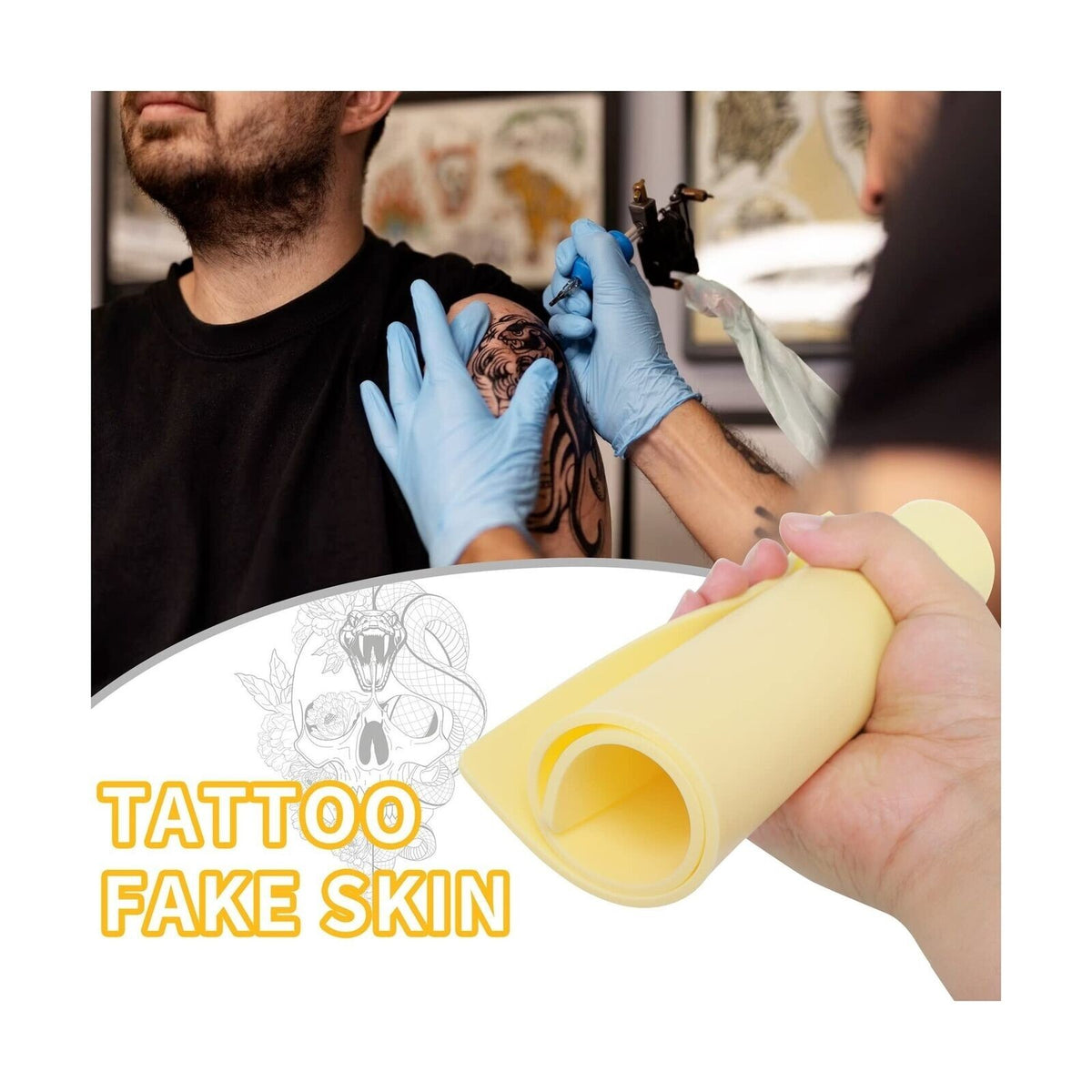 Tattoo Practice Skin Kit 6 Pcs 3mm 12x8in Flexible Silicone Fake Skin for Tattooing