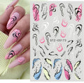 3D Nail Art Stickers Decals French Transfers Wavy Swirls Evil Eye Crackle