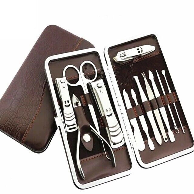 12PCS Manicure Pedicure Nail Clipper Set with Case - Grooming Kit