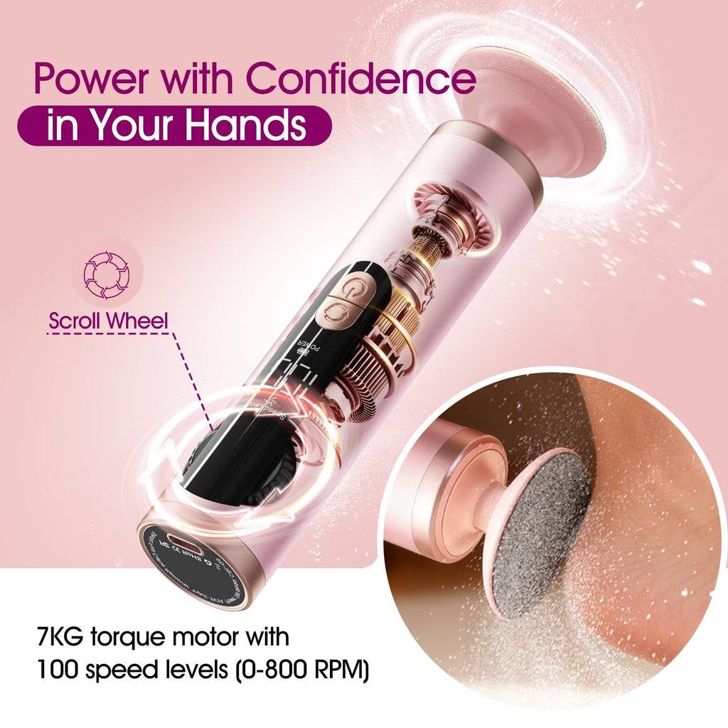 Rechargeable Electric Foot Callus Remover with 40 Sandpaper Discs - Pedicure Tool for Cracked Heels