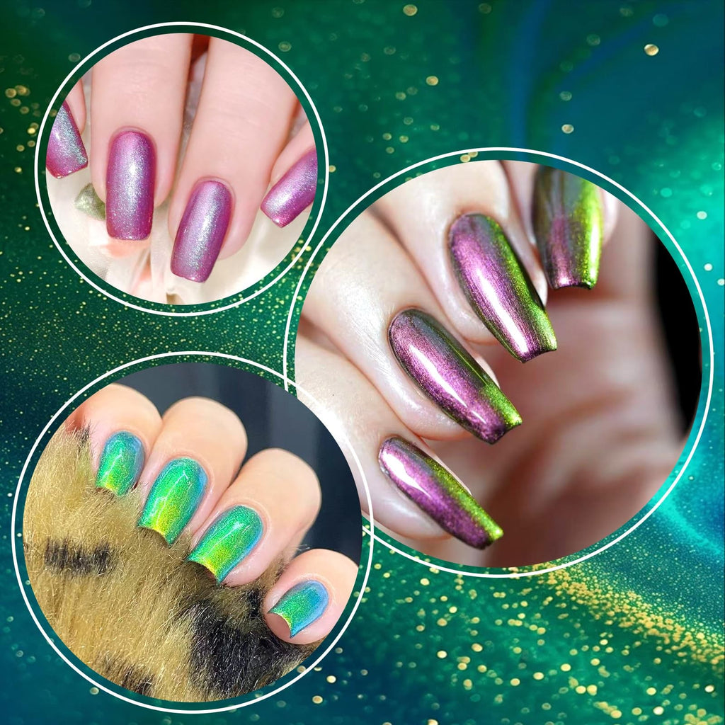 Chameleon Gel Nail Polish Set - 6 Vibrant Color Changing Glitter Shades for DIY Manicure