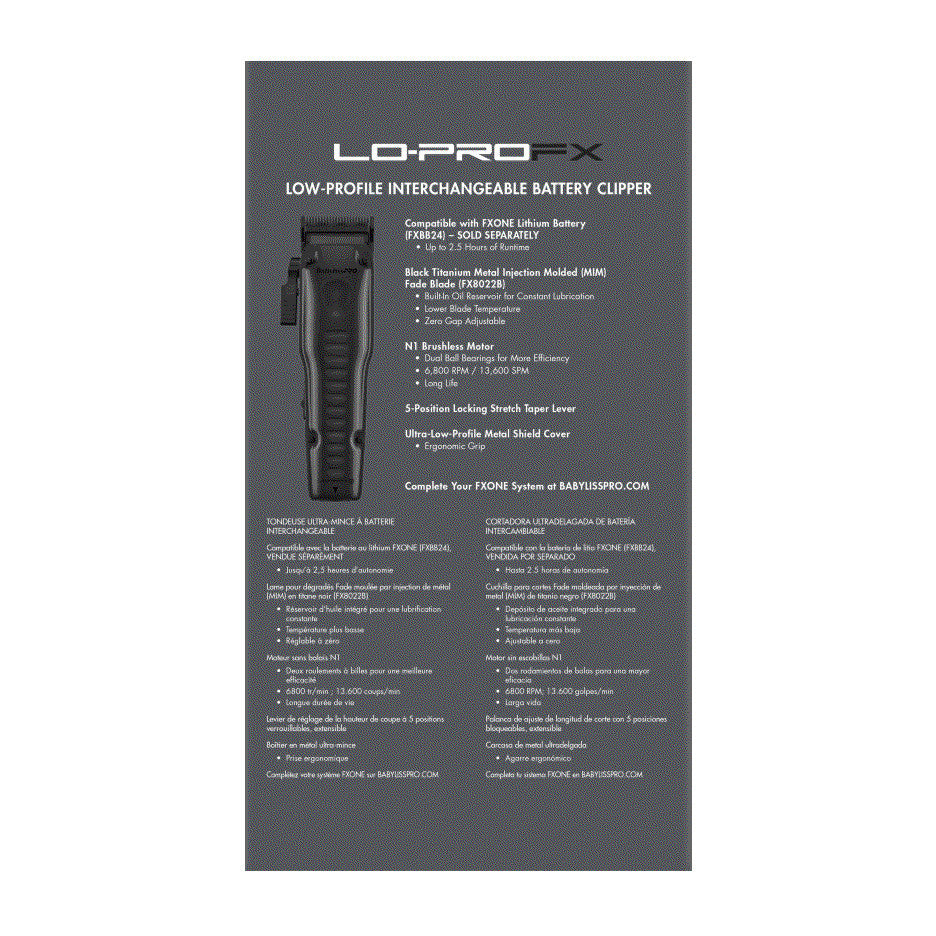Battery-Powered Hair Clipper with Stand Matte Black FX829MBLT