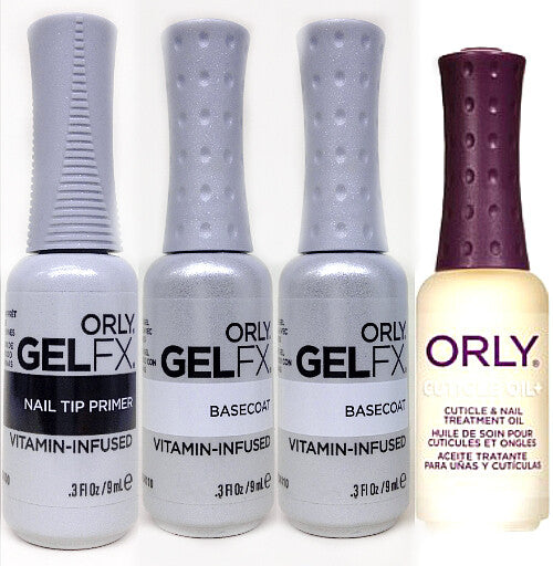 Gel Nail Kit with Primer, Base & Top Coat, Cuticle Oil - 4 Pieces