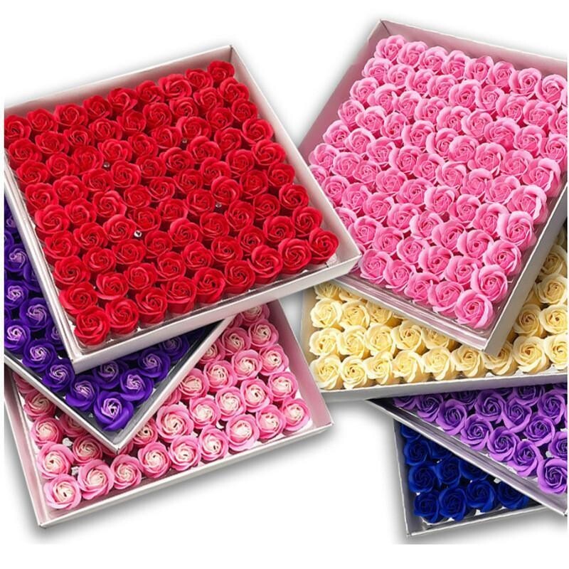 Luxury Rose Soap Flowers Set - Dissolving Spa Floral Scent for Decor & Nail Care
