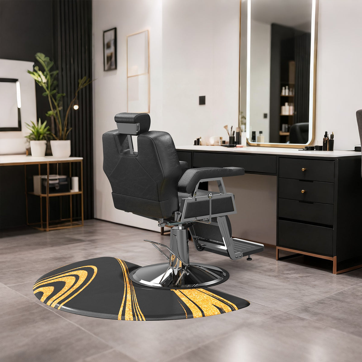 Anti-Fatigue Salon Mat 3x5 ft Semi-Circular Chair Cushion Waterproof Comfort