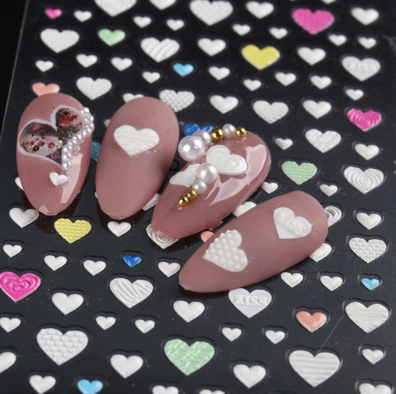 Valentine Heart Nail Art Stickers Self-Adhesive Decals for DIY Nails