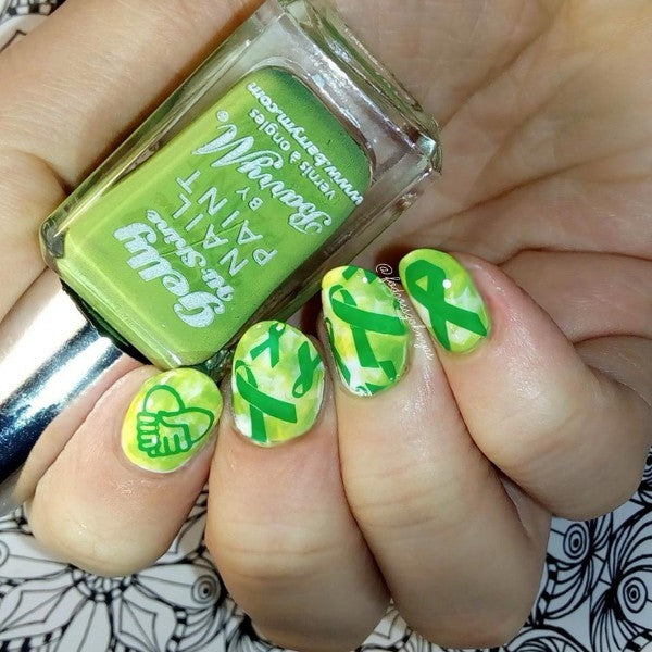 Nail Art Stamping Plate Breast Cancer Support Ribbon Design for Manicure