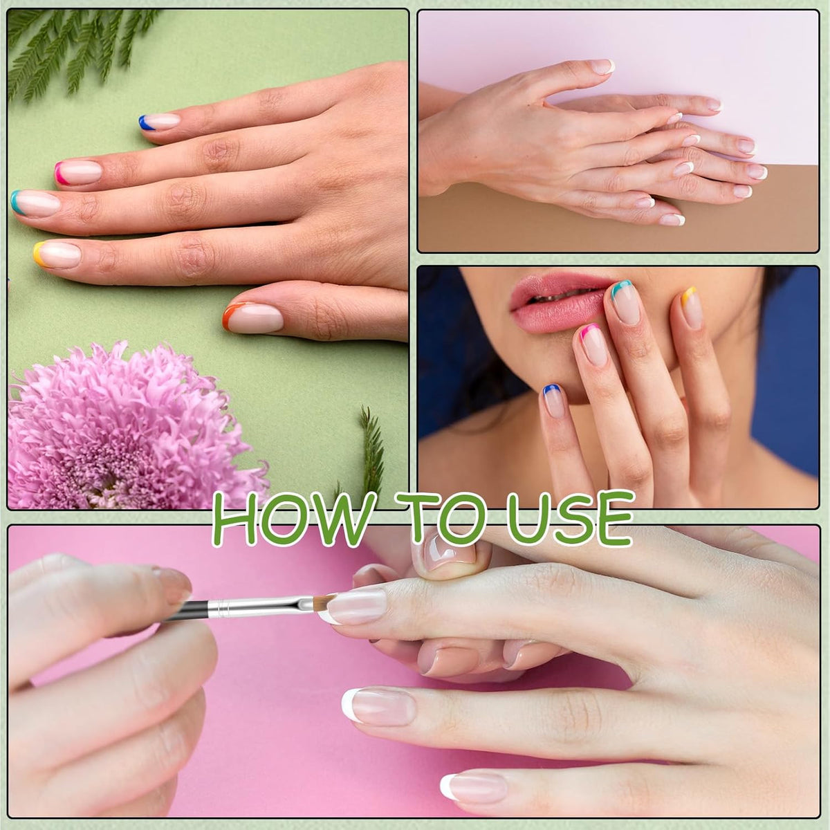 6-Piece Nail Art Brush Set for French Tips UV Gel & Acrylic Painting